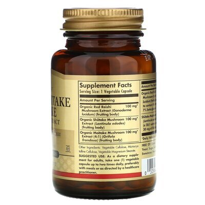 Грибів екстракт Solgar Reishi Shiitake Maitake Mushroom Extract вег. капсули №50