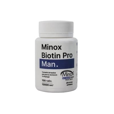 Вітаміни Minox Biotin Pro Man для росту волосся та бороди, 100 таблеток
