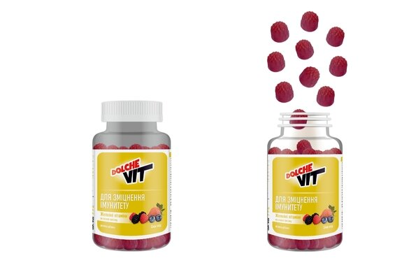 Вітаміни желейні Dolche Vit Для зміцнення імунітету на основі пектину зі смаком ягід №60