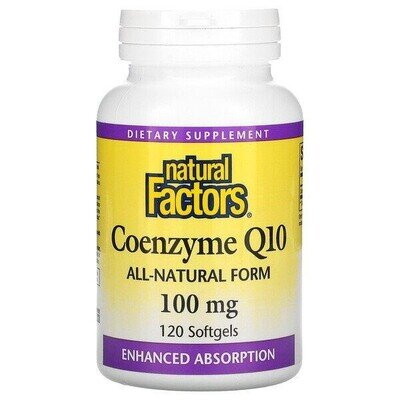 Коензим Q10 Natural Factors Coenzyme Q10 100 мг, 120 м'яких желатинових капсул
