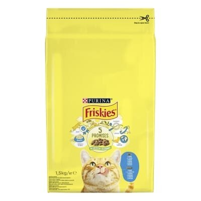 Корм сухий для кішок Purina Friskies зі смаком лосося і овочів, 1,5 кг