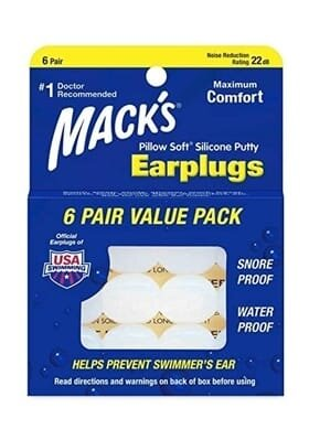 Беруші вкладки вушні MACK'S Pillow Soft 7 силіконові універсальні, білі, 6 пар