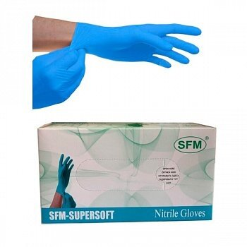 Рукавички оглядові SF Medical Products SFM-Supersoft нітрилові без пудри нестерильні, розмір М, пара