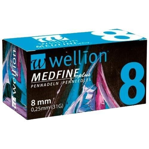 Голки для шприц-ручок Wellion MEDFINE plus одноразові стерильні, універсальні, 31G (0,25 х 8 мм), 100 штук