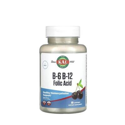 Вітамін B12 B6 фолієва кислота KAL Vitamin B6 B12 Folic Acid вишня, 60 льодяників