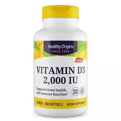 Вітамін D3 в олії МСТ Healthy Origins Vitamin D3 in MCT Oil 2000 МО, 360 гелевих капсул