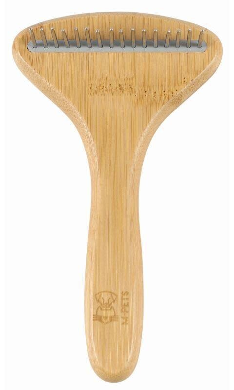 Гребінець M-Pets Bamboo Rake Comb with Rotating Teeth з зубцями, що обертаються, з бамбука для собак та котів, 16 зубчиків