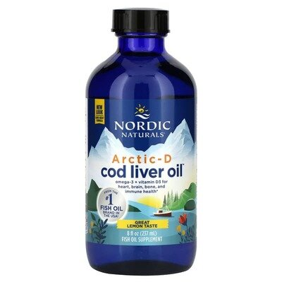 Риб'ячий жир з печінки тріски та D3 Nordic Naturals Arctic-D Cod Liver Oil смак лимону, 237 мл