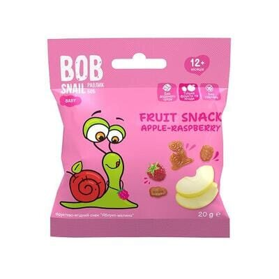 Снек Bob Snail Baby фруктово-ягідний для дітей з 12 місяців Яблуко-Малина, 20 г