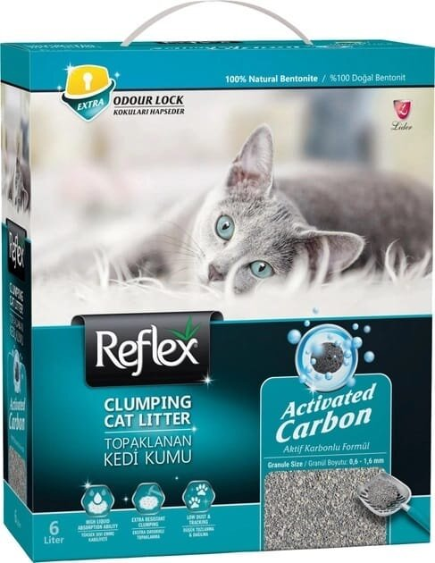 Наповнювач для котячого туалету Reflex Activated Carbon бентонітовий сірий активний карбон, 6 л (5,1 кг)
