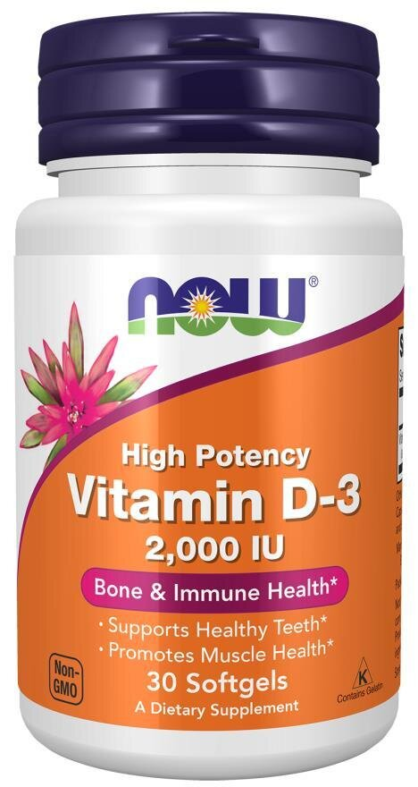 Вітамін Д-3 NOW Vitamin D-3 2000 MО м'які капсули №30