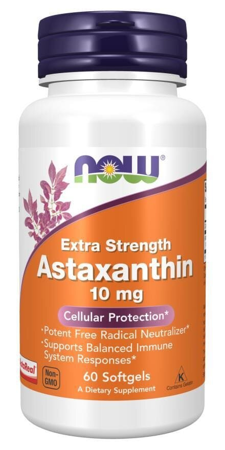 Астаксантин NOW Astaxanthin 10 мг м'які капсули №60