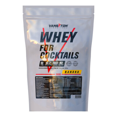 Протеїн Vansiton Whey for cocktails для коктейлів, банан, 3.6 кг