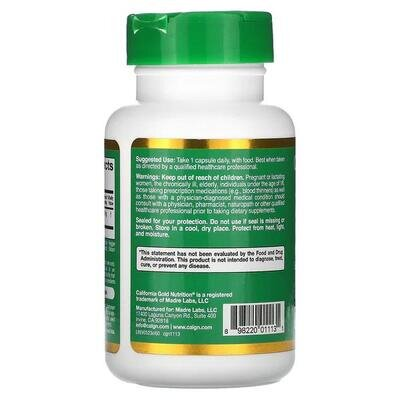 Екстракт листя оливкового дерева California Gold Nutrition Olive Leaf Extract 500 мг, 60 рослинних капсул