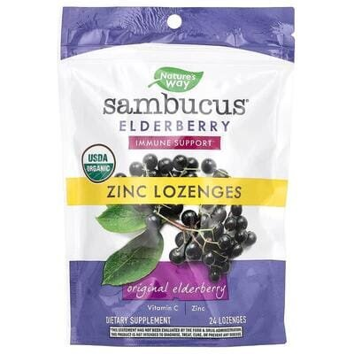 Чорна бузина та цинк Nature's Way Sambucus Zinc льодяники №24
