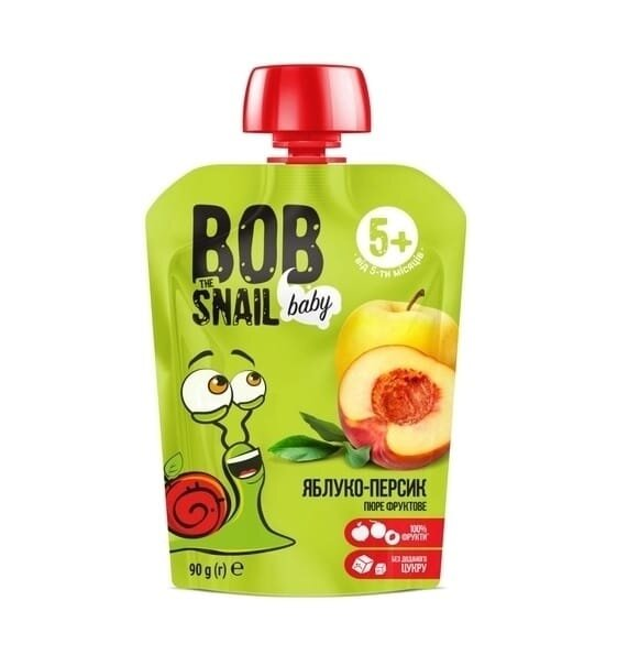 Пюре фруктове Bob Snail Baby для дітей з 5 місяців Яблуко-Персик, 90 г