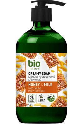 Крем-мило Bio Naturell Мед та Молоко, з дозатором, 473 мл