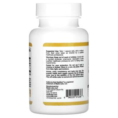 Вітамін С буферизований California Gold Nutrition Buffered Gold C 750 мг, 60 рослинних капсул
