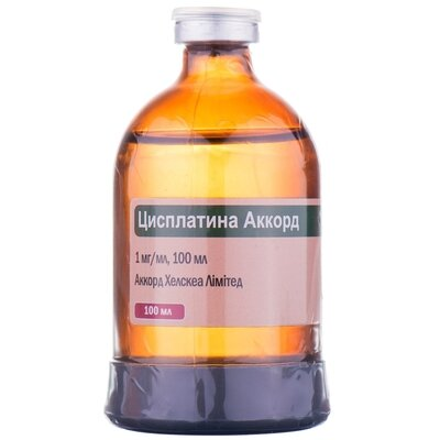 Цисплатина Аккорд концентрат для р-ну д/інф. 1 мг/мл по 100 мл №1 у флак.
