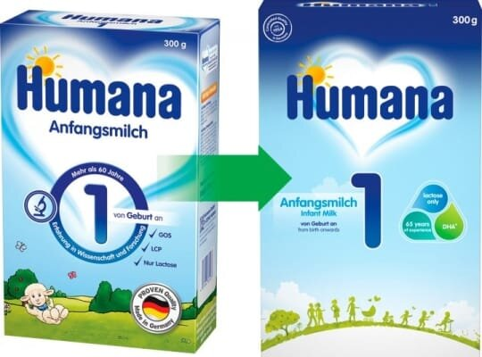 Суміш суха молочна Humana 1 з LC PUFA, пребіотиками і нуклеотидами для дітей з 0 до 6 місяців, 300 г