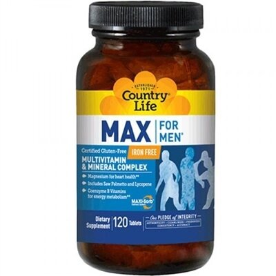 Вітамінно-мінеральний комплекс для чоловіків Country Life Max for Men, без заліза таблетки №120