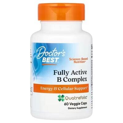 Комплекс вітамінів B Doctor's Best Fully Active B Complex with Quatrefolic, 60 вегетаріанських капсул