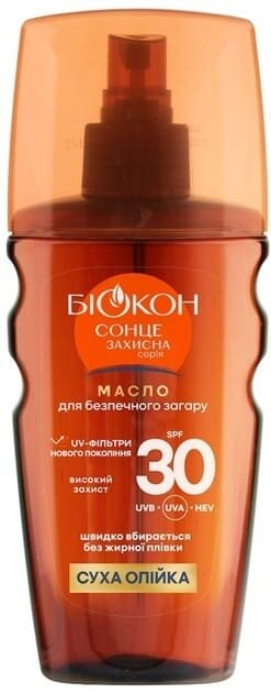 Олія Біокон SPF30 Високий захист для безпечної засмаги, 160 мл