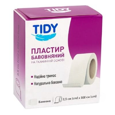 Пластир медичний Tidy на тканинній основі 2,5 см x 500 см