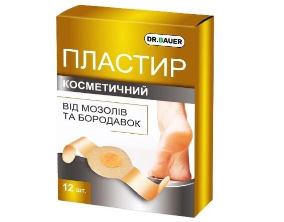 Пластир мозольний Dr. Bauer від сухих мозолів, 12 штук
