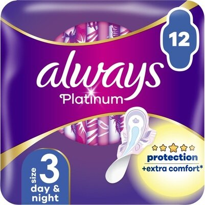 Прокладки гігієнічні Always Platinum Day&Night, 5 крапель, 3 розмір, 12 шт