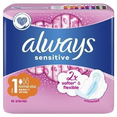 Прокладки гігієнічні Always Ultra Sensitive Normal, 4 краплі, 1 розмір, 10 шт