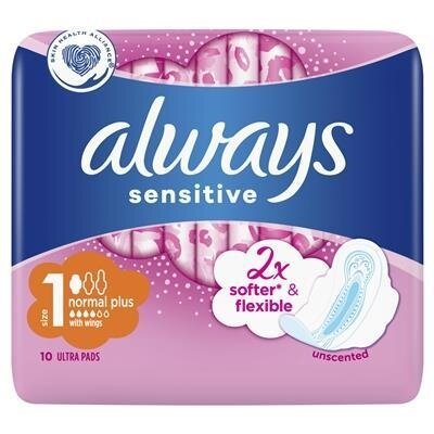 Прокладки гігієнічні Always Ultra Sensitive Normal, 4 краплі, 1 розмір, 10 шт
