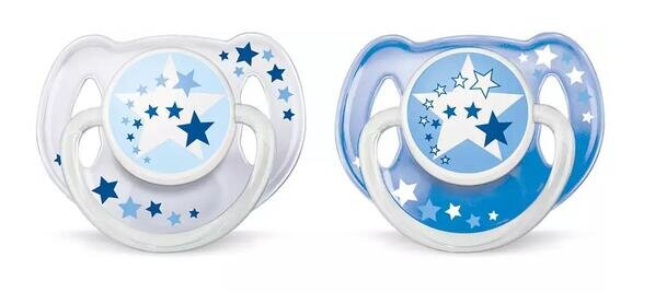 Пустушка силіконова Philips Avent Classic Нічна SCF176/22 ортодонтична, 6-18 місяців, 2 шт