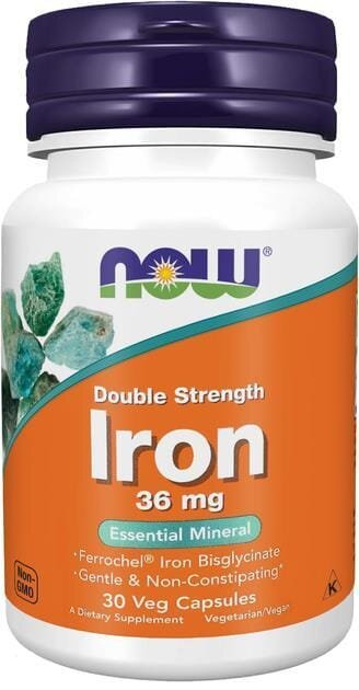 Залізо NOW Iron Double Strength 36 мг вег. капсули №30