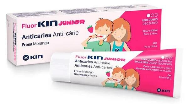 Зубний гель FluorKin Junior дитячий проти карієсу, полуниці, 6-12 років, 75 мл