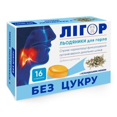 Лігор Льодяники для горла без цукру з ісландським мохом №16