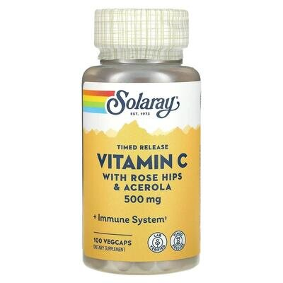 Вітамін С Solaray Timed Release Vitamin C 500, 100 веганських капсул