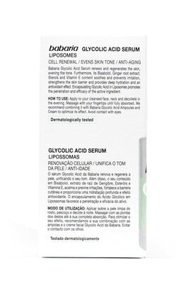 Сироватка для обличчя Babaria Glycolic Acid нічна з гліколевою кислотою для рівного тону шкіри, 30 мл