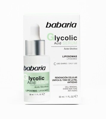 Сироватка для обличчя Babaria Glycolic Acid нічна з гліколевою кислотою для рівного тону шкіри, 30 мл