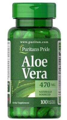 Екстракт Алое вера Puritan's Pride Aloe Vera 470 мг, 100 капсул