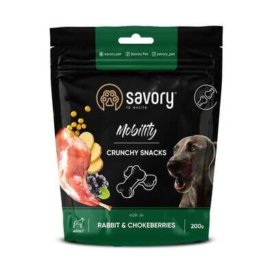Ласощі для собак Savory Mobility Crunchy Snacks для кісток з кролем та чорноплідною горобиною, 200 г