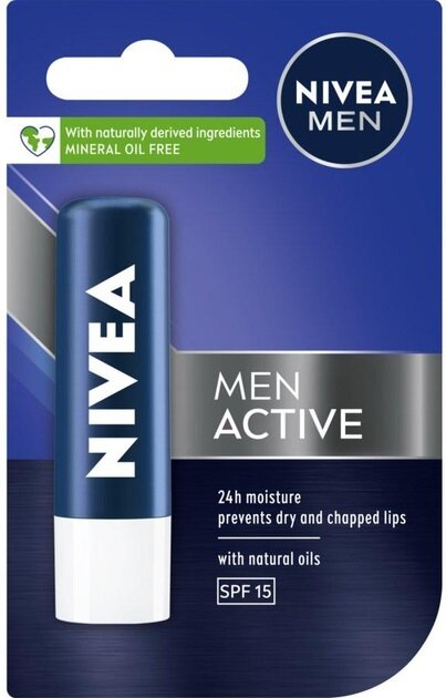 Бальзам для губ Nivea Men Active SPF15 для чоловіків, 4.8 г
