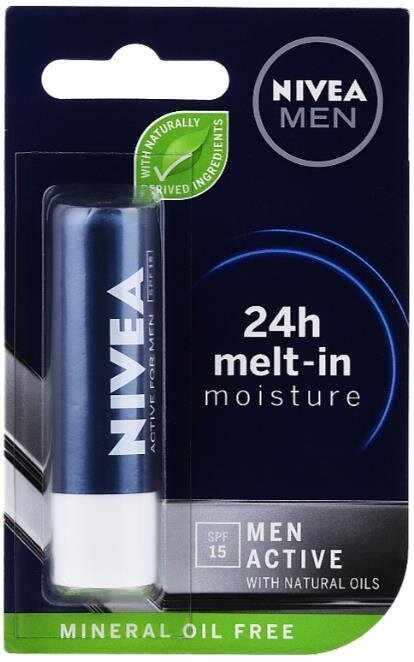 Бальзам для губ Nivea Men Active SPF15 для чоловіків, 4.8 г