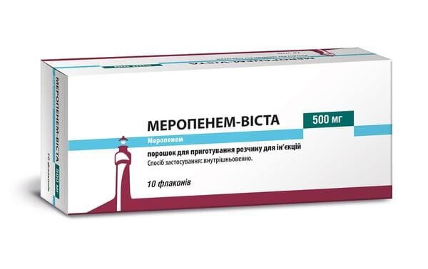 Меропенем-Віста порошок д/приг. р-ну д/ін. по 500 мг №10 у флак.