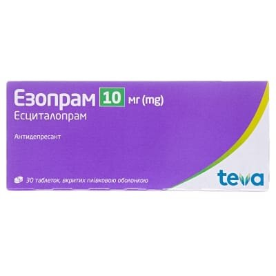 Езопрам таблетки, в/плів. обол. по 10 мг №30 (10х3)