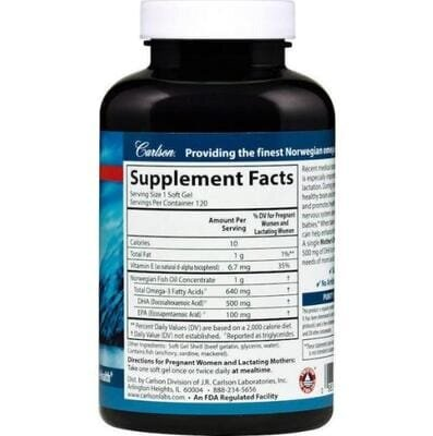 Жирні кислоти Carlson Labs Mother's DHA для вагітних і жінок, що годують 500 мг капсули №120