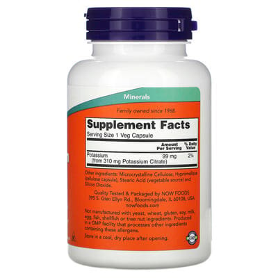 Калію цитрат NOW Potassium Citrate 99 мг вег. капсули №180