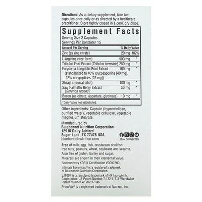 Комплекс для чоловіків Bluebonnet Nutrition Intimate Essentials for Him Testosterone Libido Boost, 30 рослинних капсул