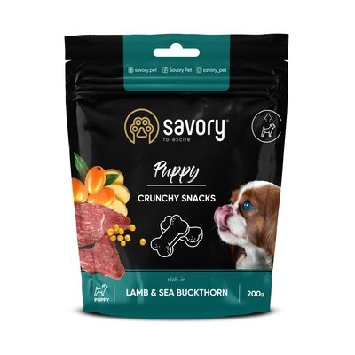 Ласощі хрусткі для цуценят Savory для здорового росту ягня та обліпиха, 200 г