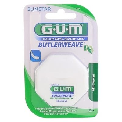 Зубна нитка GUM Sunstar ButlerWeave Floss Mint Waxed м'ятна вощена, 55 метрів